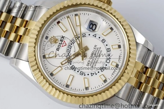SS Jubilee on SS Best Noob Skydweller Dial White YG Edition A23J Bracelet YG 1230